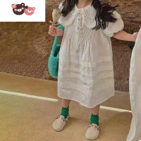 绿彩虹光波拉韩国童装女童连衣裙2022夏装儿童小女孩泡泡袖公主裙大童裙子