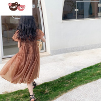 绿彩虹光leobaby女童公主裙夏季儿童连衣裙洋气纱裙女宝宝夏装中大童裙子