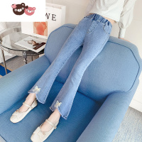 绿彩虹光女童牛仔裤2022夏季新款洋气春款韩版女孩喇叭裤儿童裤子春秋长裤