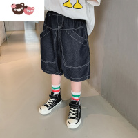 绿彩虹光BB家童装男童裤子夏薄款2022新款中大童儿童炸街牛仔中裤五分裤潮