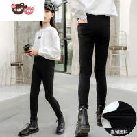 绿彩虹光女童裤子春秋款2022新款儿童打底裤女大童女孩春夏黑色紧身牛仔裤