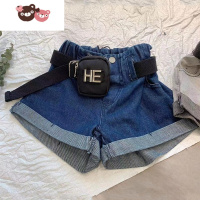 绿彩虹光波拉韩国童装女童牛仔短裤2022夏装新款儿童热裤中大童外穿裤子