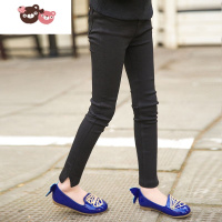 绿彩虹光女童裤子春秋黑色铅笔小脚裤儿童紧身魔术裤女大童夏季薄款打底裤