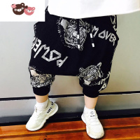 绿彩虹光儿童裤子男童老虎春夏季薄款哈伦裤女童装掉档裤潮防蚊裤宝宝垮裤