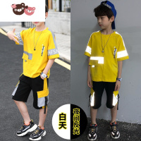 绿彩虹光儿童装男童夏装套装2022新款中大童帅气洋气10夏季夏款韩版潮12岁