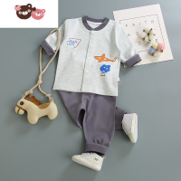 绿彩虹光1-2岁婴幼儿童小孩宝宝春秋长袖套装对开衫家居内衣服装