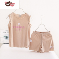 绿彩虹光女童套装莫代尔2022童装夏季新款儿童家居服女孩睡衣宝宝背心短裤