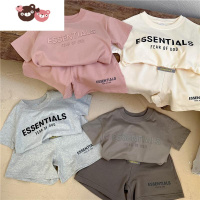 绿彩虹光儿童套装2022新款夏装男女小童衣服t恤宝宝休闲短裤透气