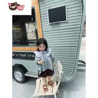 绿彩虹光女童显白纯色短袖衬衫短裤假领子套装允儿妈儿童夏季衬衣裤子潮