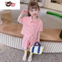 绿彩虹光女童夏季套装2022新款洋气网红小女孩两件套儿童运动衣服宝宝夏装