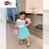 绿彩虹光女童2022夏装新款套装儿童连衣裙中小童背心短袖宝宝打底裤半身裙