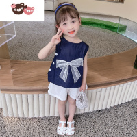 绿彩虹光女童夏装套装2薄款洋气新款3岁小女孩网红儿童夏季衣服宝宝两件套