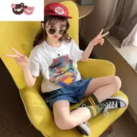 绿彩虹光女童夏装网红套装夏季洋气2022新款韩版时髦大童装儿童运动衣服潮
