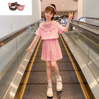 绿彩虹光女童套装夏装2022新款儿童装洋气学院风两件套女孩夏季jk制服套裙