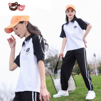 绿彩虹光女童运动套装2022夏季新款9中大童两件套宽松初中生休闲T恤校服13