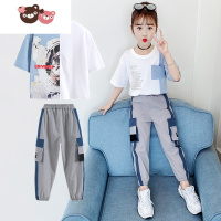 绿彩虹光女童夏装套装儿童网红洋气2022新款时髦运动夏季大童装女孩衣服潮