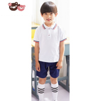 绿彩虹光校服套装小学生学院风T恤春装幼儿园园服夏季白色短袖英伦风班服