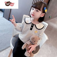 绿彩虹光女童装长袖t恤2022春秋款娃娃领打底上衣儿童宝宝时髦洋气3岁T恤