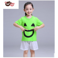 绿彩虹光六一小荷风采儿童聪明宝贝上衣T恤表演摆手舞幼儿日常演出服