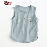 绿彩虹光冰丝麻棉[A类]儿童背心夏季外穿薄款宝宝夏装女童无袖t恤男童装T恤