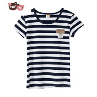 绿彩虹光亲子装夏装一家三口2022新款潮四口条纹T恤母子母女装背带裤套装