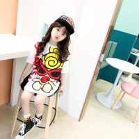 绿彩虹光2022夏季新款母女装大码连衣裙亲子装短袖洋气T恤日系ins童装