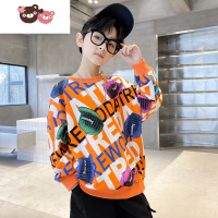 绿彩虹光儿童装男童卫衣春装2022年男孩炸街韩版中大童帅洋气长袖春秋款潮T恤