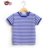 绿彩虹光夏季男童女童宝宝海魂衫童装短袖t恤 儿童条纹演出服学生半袖T恤