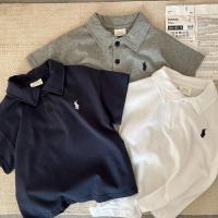 绿彩虹光儿童白色POLO衫短袖2022夏新款男女童休闲上衣中小童翻领T恤