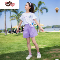 绿彩虹光女童t恤短袖套装夏季上衣儿童衣服半袖2022夏款体恤女孩洋气T恤