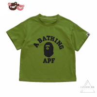 绿彩虹光 22夏新款 儿童夏日清爽日系休闲牛油果绿短袖T恤