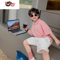 绿彩虹光女童t恤男童短袖2022年夏季儿童polo衫中小童韩版宝宝t恤T恤