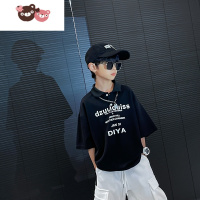 绿彩虹光男童polo衫夏季短袖儿童t恤宽松韩版大童炸街童装潮半袖时髦夏装T恤