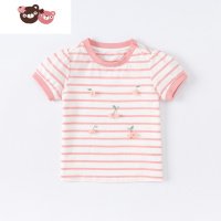 绿彩虹光2022夏装新款女童短袖T恤儿童宝宝洋气条纹上衣童装