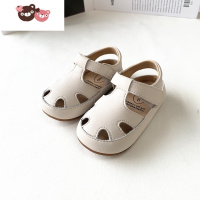 绿彩虹光小女孩凉鞋2022新款宝宝镂空凉鞋夏季复古包头儿童沙滩鞋软底