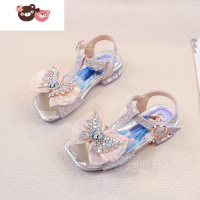 绿彩虹光女童鞋爱莎公主鞋2022夏季新款儿童凉鞋软底水晶鞋小女孩高跟鞋夏