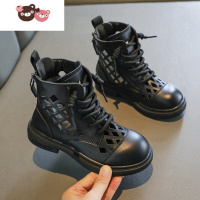 绿彩虹光女童春秋马丁靴薄款2022新款镂空英伦风网红儿童小短靴高帮鞋凉鞋