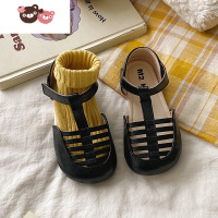 绿彩虹光女童包头凉鞋镂空2022年夏季新款儿童防滑软底防踢中小童沙滩鞋潮