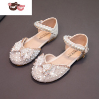 绿彩虹光女童凉鞋韩版小女孩水晶鞋2岁宝宝水钻公主鞋5软底蝴蝶结包头皮鞋