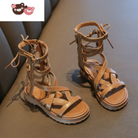 绿彩虹光女童凉鞋2022夏季新款小女孩洋气公主罗马鞋儿童凉靴中大童沙滩鞋