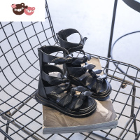 绿彩虹光女童凉鞋2022夏季儿童时尚洋气公主凉靴韩版软底小女孩高筒罗马鞋