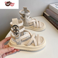 绿彩虹光女童凉鞋夏季儿童时尚潮款罗马鞋2022新款小女孩公主鞋韩版沙滩鞋