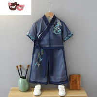 绿彩虹光汉服男童夏装帅气儿童国学古装中国风小童夏季薄款六一演出服飘逸