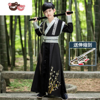 绿彩虹光汉服男童2021新款夏装男孩古装夏武侠风公子少爷服儿童国学演出服