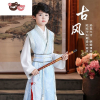 绿彩虹光汉服男装儿童古风帅气唐服中国风公子古装小学生班服国学演出服装