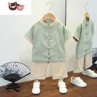 绿彩虹光儿童汉服男童夏季国学女童中国风古装改良唐装春秋民族六一演出服