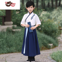 绿彩虹光汉服男童国学服女童中国风古装女小学生书童服装儿童唐装演出服男