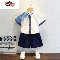 绿彩虹光汉服男童2夏装3超仙短袖套装4女宝宝5岁中式服装六一儿童节演出服