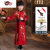 绿彩虹光儿童汉服男装唐装小学生男童古装中国风伴郎飞鱼服古风国学演出服