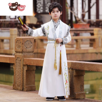 绿彩虹光儿童汉服男童2022新款春秋侠客风学生演出服男孩古风唐装国学服